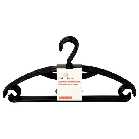 Daily home plastic kledinghangers 5 stuks zwart