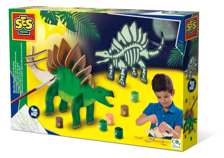Ses houten dino glow in the dark