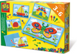 Ses mozaïekbord met kaarten