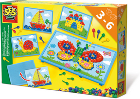 Ses mozaïekbord met kaarten