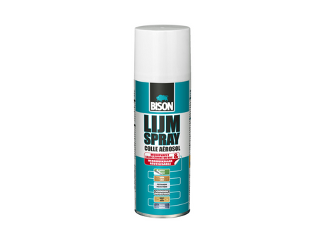 Bison lijmspray universal spuitbus 200 ml - handige lijmspray voor het permanent of tijdelijk verlijmen van papier, karton, foto's, posters, collages, metaalfolies, isolatie- en decoratiematerialen, vilt, textiel en meer