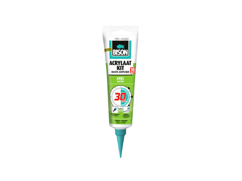 Bison acrylaatkit snel 30 minuten tube 150 ml - afdichtingskit voor het afdichten van voegen, naden, kieren en scheuren, overschilderbaar, strak afmesbaar