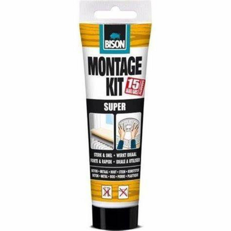 Bison montagekit super tube 200 g, extra sterk, montagelijm, bevestigen, hoge eindsterkte, binnen en buiten, blijvend elastisch, extra sterk, vullend eenvoudig in gebruik