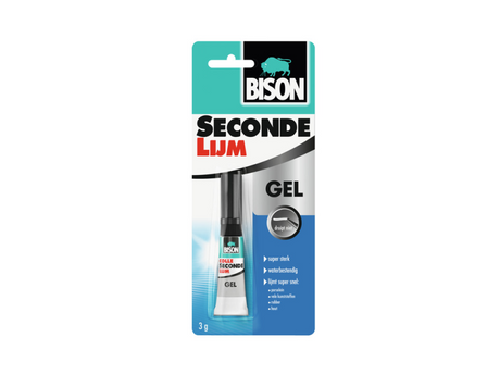 Bison secondelijm gel 3g, sterke secondelijm in speciale gelvorm, vaatwasser bestendig, water resistent, voor iedere reparatie in en om het huis, makkelijk in gebruik