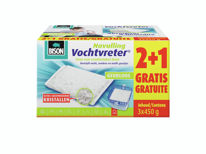 Bison vochtvreter navulling 3x450g voordeelpak