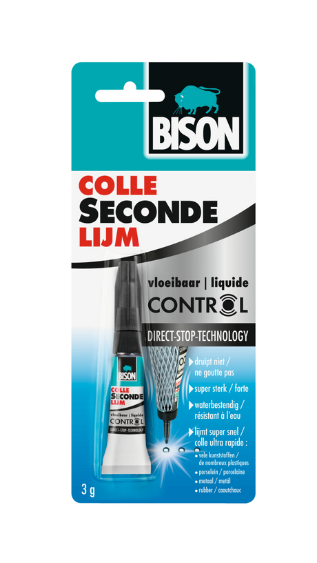 Bison secondelijm control vloeibaar 3g tube kaart