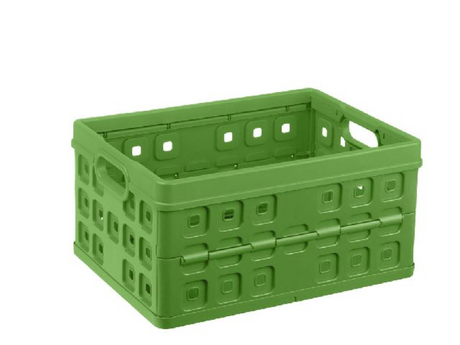 Sunware square vouwkrat 32 liter natuur-groen