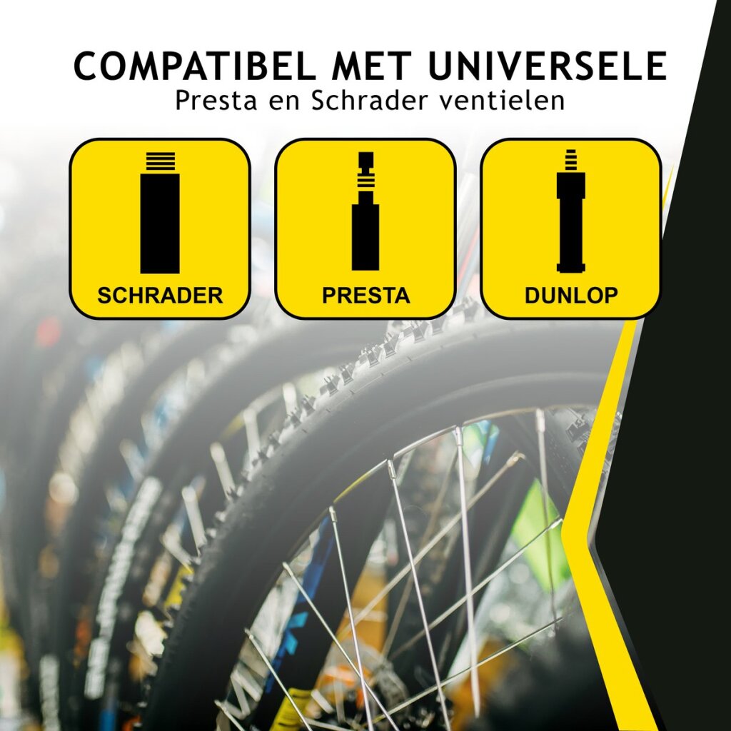 Dunlop Standing Bicycle Pump Version Print Meter Assicatore Testa a doppia valvola Black