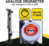 Dunlop Standing Bicycle Pump Version Print Meter Assicatore Testa a doppia valvola Black