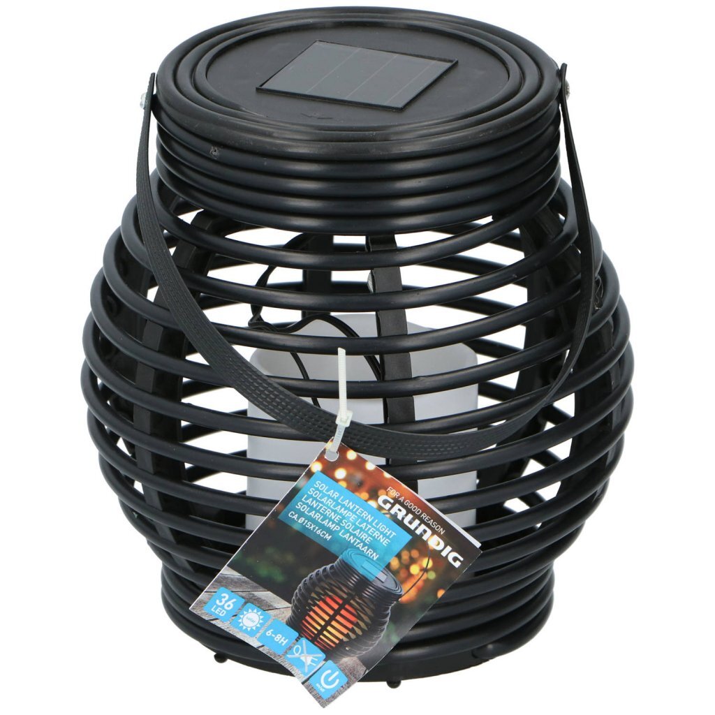 Grundig Soloar Lads Lantern 15x16 cm schwaarz