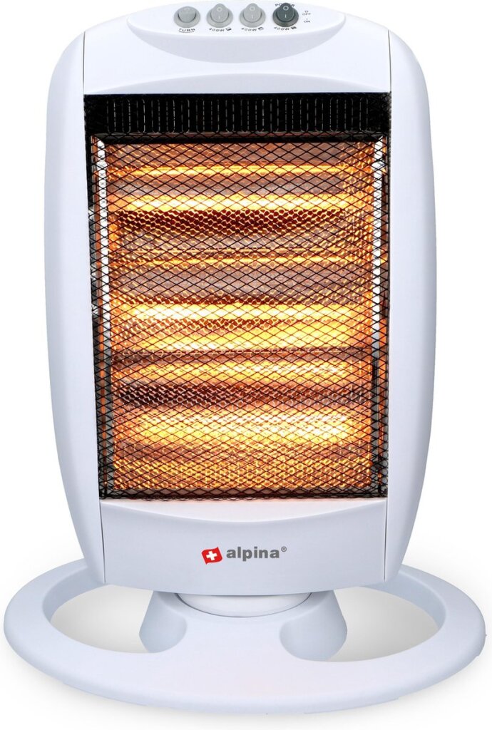 Alpina elektrische kachel 1200w draagbare halogeen heater met 3 warmtestanden 25x9x38 cm wit