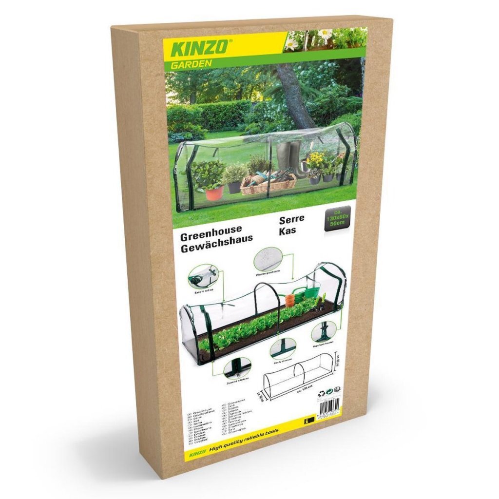 Kinzo Tunnel Gas mat Zipper 130x3050 cm transparent gréng