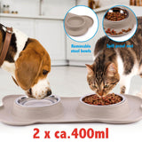 Pet voerbak met mat en stalen bak 45x27 duo