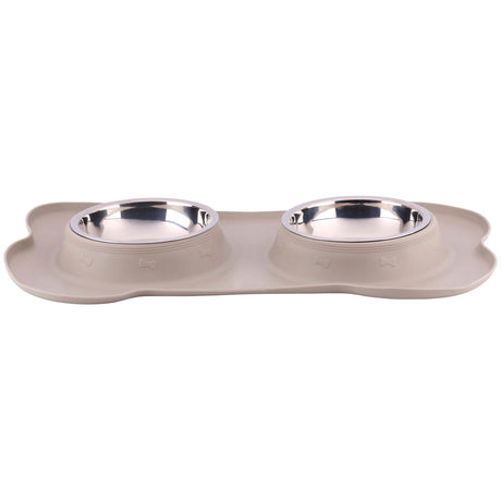 Pet voerbak met mat en stalen bak 45x27x4,2cm