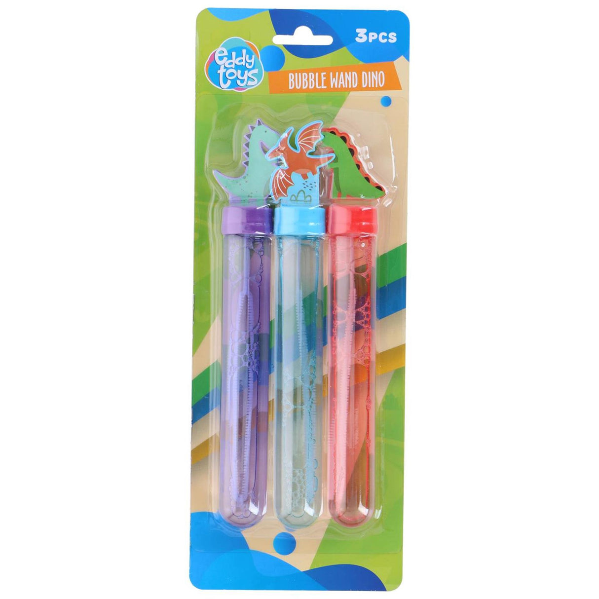 Eddy toys bellenblaas dino set 3 stuks - bellenblaas dinosaurus met bellenblaas stokje - bellenblaas flesjes 59ml voor kinderen - bellenblaas traktatie