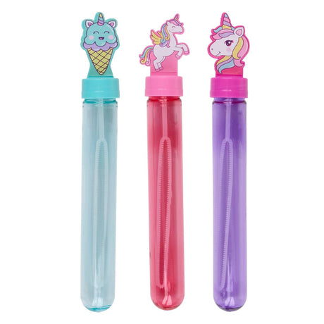 Eddy toys bubble wand unicorn 3-delig - bellenblaas met vrolijk unicorn design - inclusief 59ml bellenblaasvloeistof - ideaal voor buitenspelen en feestjes - geschikt vanaf 3 jaar