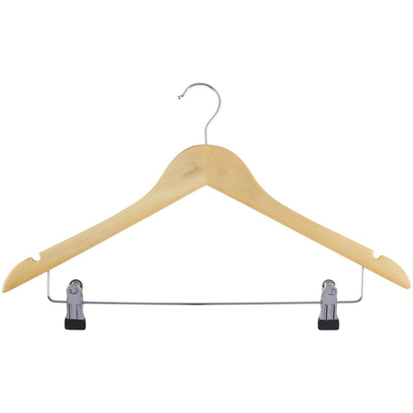 Alpina houten kledinghangers met klemmen – 2 stuks – broekhangers – kleerhangers met broekklemmen – naturel