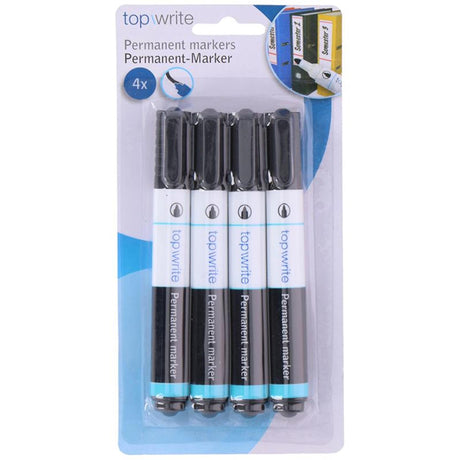 Top write permanent markers 4-delig zwart