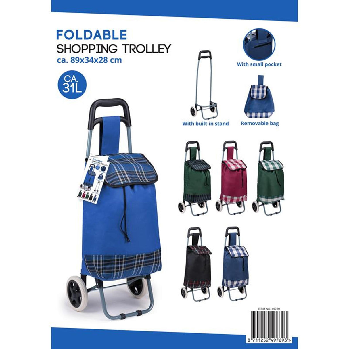 Lifetime boodschappentrolley 31l (1 stuk) assorti