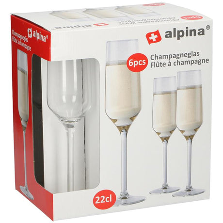Alpina champagne glazen - flûte - 220 milliliter - 6 stuks