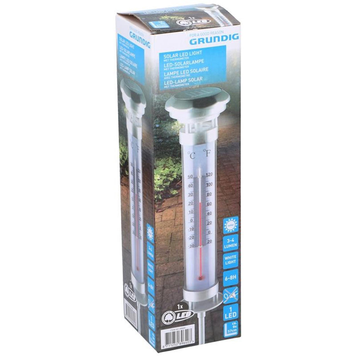 Grundig solarlamp thermometer 9x57cm