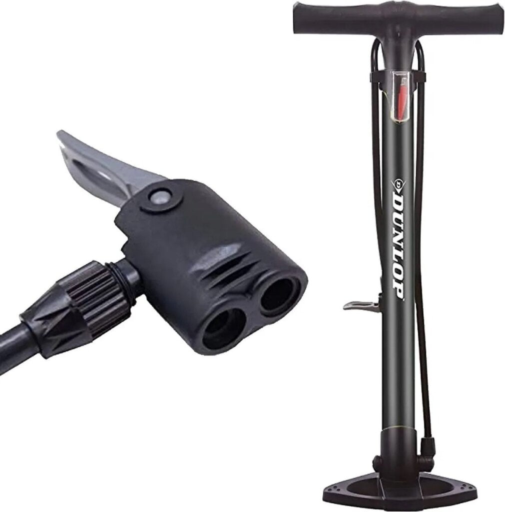 Dunlop Bicycle Pump in piedi con valvole extra nere