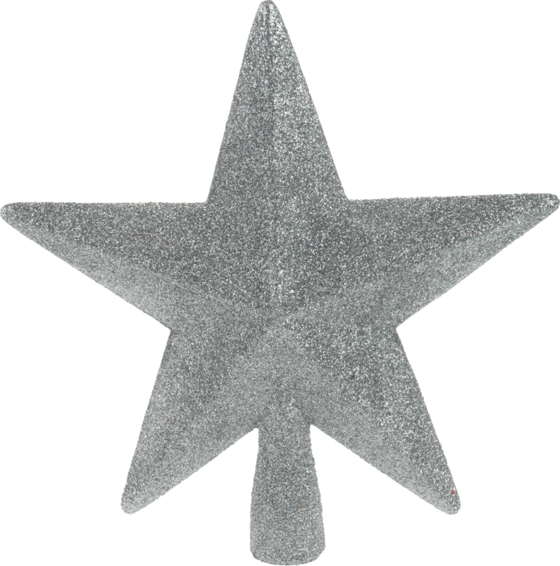 Piek ster glitter 19cm - zilver