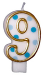 Nummerkaars 9 jaar blauw