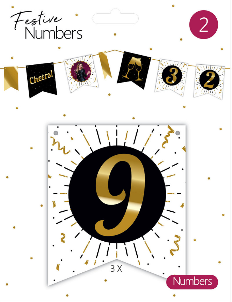 Festive numbers nr 9 3 stuks