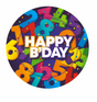 Borden cijfers 18cm 8 stuks - happy b-day