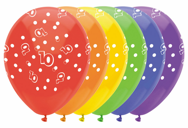 Ballonnen cijfers 6 stuks - 10 jaar