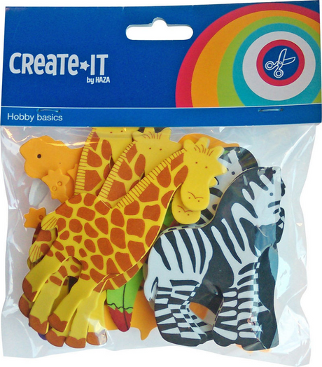 Haza witbaard foamstickers dieren, 32st.
