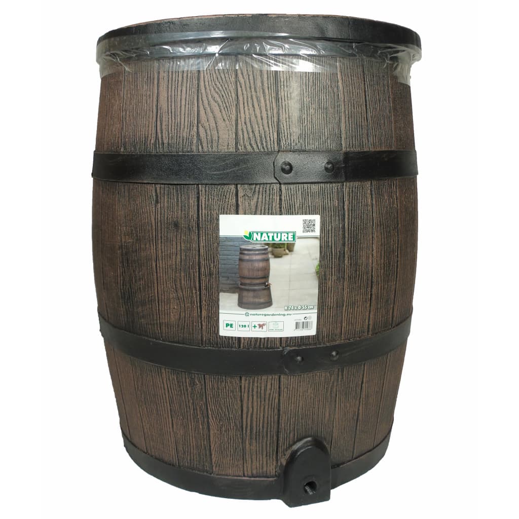 Nature Nature Rain barrel with wood-look 120 L 50.5x66 cm Brown