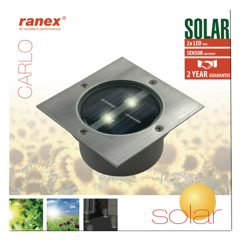 Ranex Ranex RA-5000198 Square LED Ground Spot Borsted Rostfritt Steel Glass (5000.198)