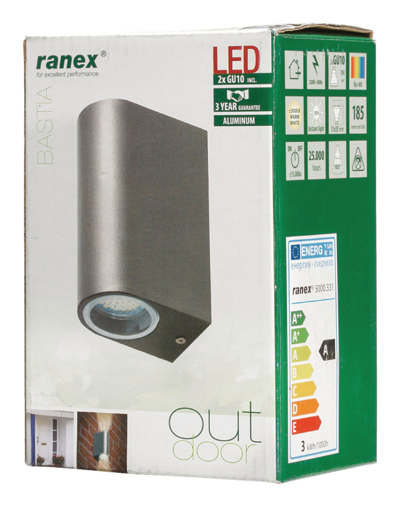 Ranex RA-5000331 LED LED EXTERIOR LAMBILLA DE ACERADO ACERADO INOXIGO CON DOS Puntos de luz