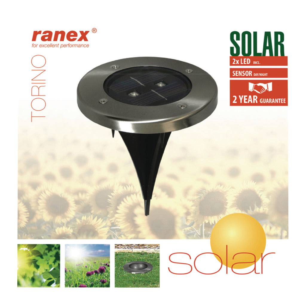 RANEX RA-5000389 Verre en acier en acier inoxydable brossé à LED rond