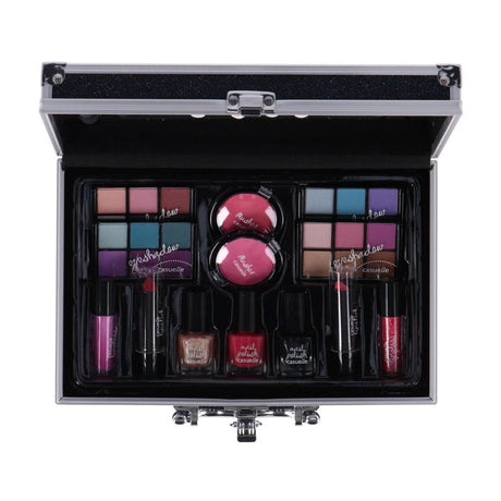 Casuelle aluminium make-up koffer donkerblauw glitter