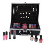 Casuelle aluminium make-up koffer donkerblauw glitter