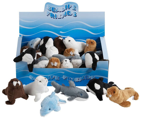Knuffels zeedieren. 6 ass. 12 cm. (in po | 24 stuks