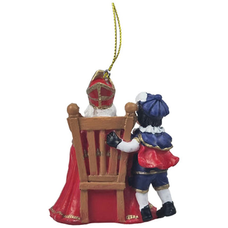 Polystone sinterklaas zittend en roetvee