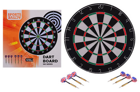 Johntoy sports active dartbord 45x2 cm met 6 darts in doos