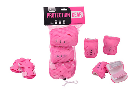 Johntoy beschermset roze wit ,4 x xs, s, m