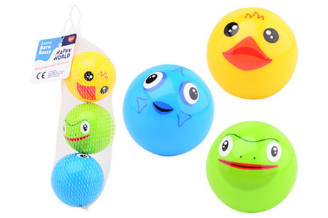 Johntoy happy world dieren bad speelballen 3 stuks in net