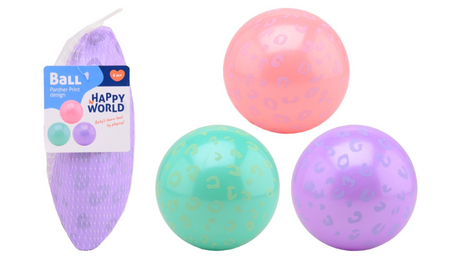 Johntoy happy world panter print speelbal 85 gram -3 assorti