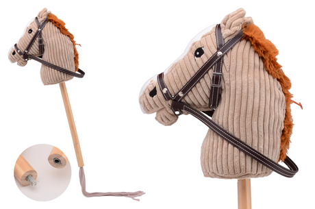 Johntoy holly horse - hobby paard geluid korte stok + - 80cm - bruin
