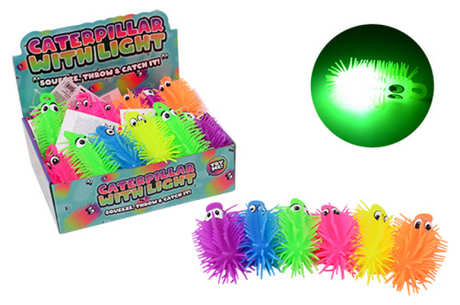 Johntoy funtoy 12cm rups met licht 6 assorti