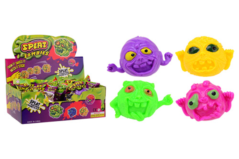 Johntoy splat zombie in display 4 assorti