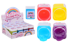 Johntoy regenboog glitter slijm in display