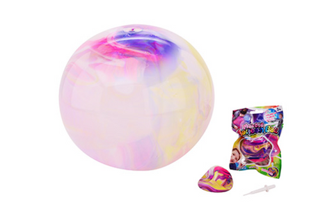 Johntoy opblaasbare marmer bubbelbal in display 4 assorti
