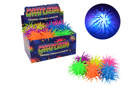 Johntoy spike fluffy bal 12cm met licht 6 assorti
